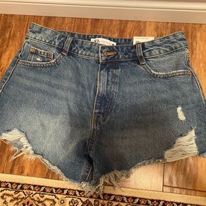zara denim shorts